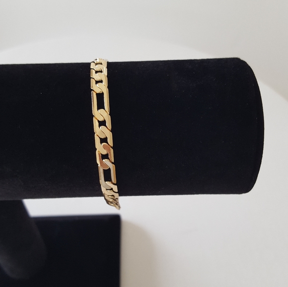 Flat figaro 18k gold filled bracelet Free Shipping - Picture 2 of 7